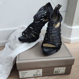 BCBG MAXAZRIA “Suzanna” Heels – Black Satin (Size 8)